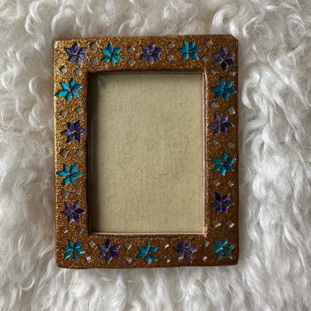 Sparkly Picture Frame with Multicolour Star Details